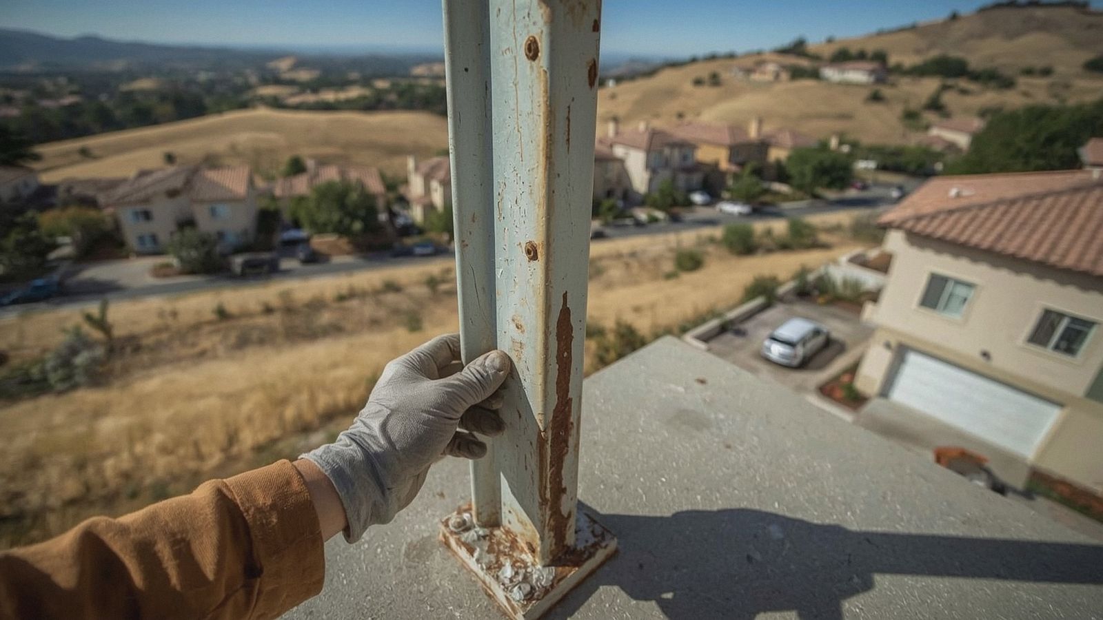 Balcony railing repair for an SB 721 inspection